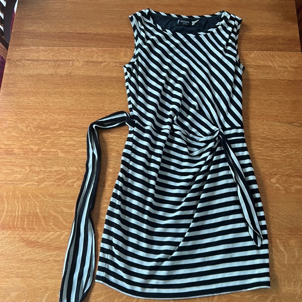 I am selling a black and white striped dress from Guess in size 10.